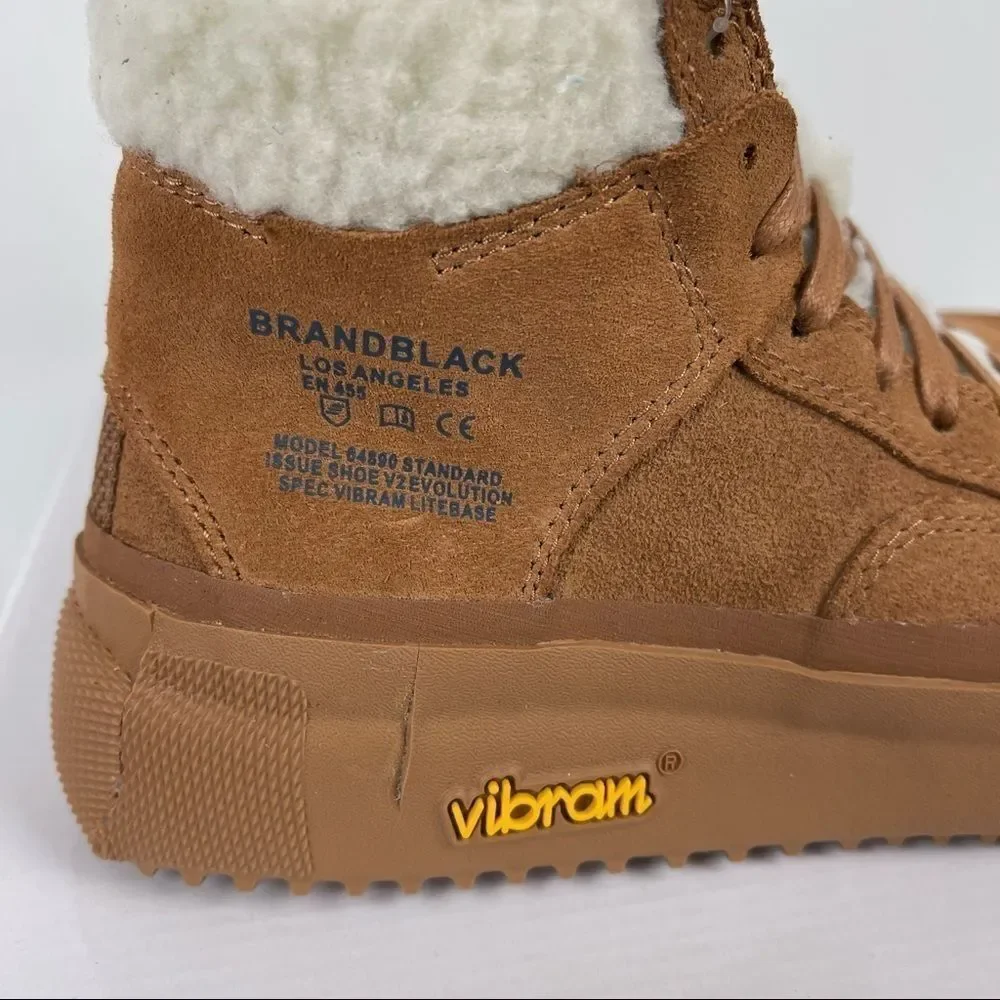 Brandblack Capo High Top Sneakers Suede Shearling Vibram Sole Women's 6.5 NWT